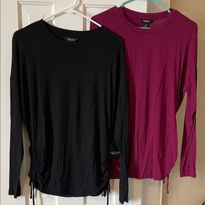 Simply Vera Vera Wang Black and Magenta Long Sleeve Tops